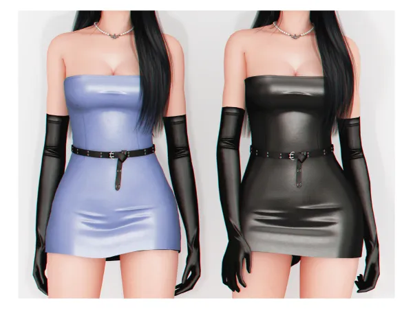 Alpha Valeri Dress (Belt and Gloves acc) - The Sims 4 Custom Content