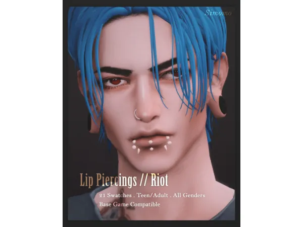 Maxis Match Riot Lip Piercings by Simomo - The Sims 4 Custom Content
