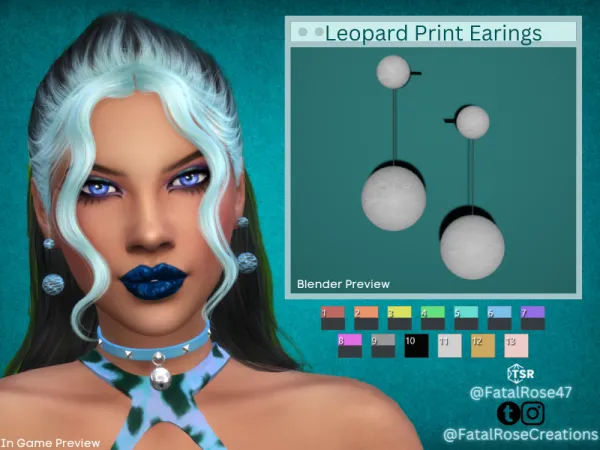 Alpha Leopard Print Earings - The Sims 4 Custom Content