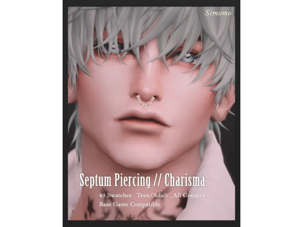 Maxis Match Charisma Septum Piercing - The Sims 4 Custom Content