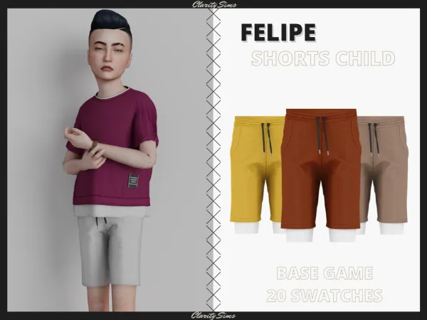 Alpha Felipe Shorts Child - The Sims 4 Custom Content