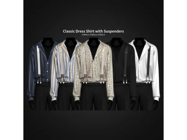 Alpha Classic Dress Shirt with Suspenders by Gorilla Gorilla Gorilla - The Sims 4 Custom Content