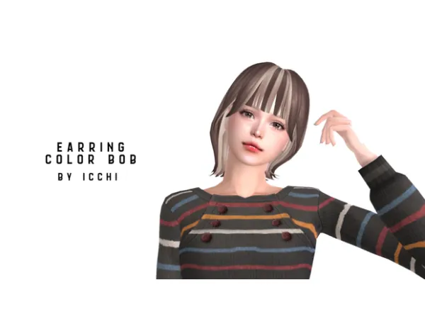 Maxis Match Earring color bob by icchisims - The Sims 4 Custom Content