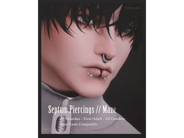 Maxis Match Maze Septum Piercings by simomo - The Sims 4 Custom Content