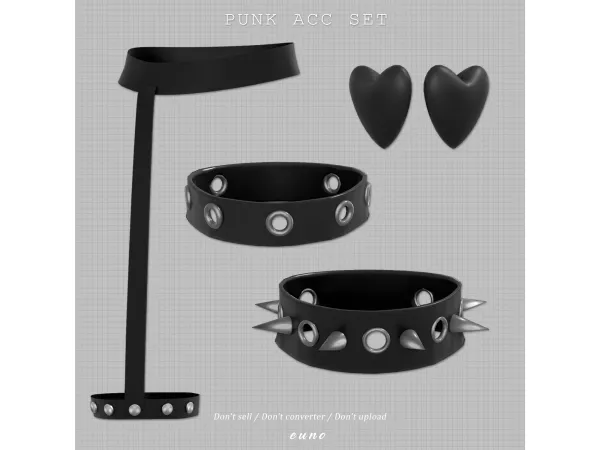 Alpha punk acc set by euno sims - The Sims 4 Custom Content
