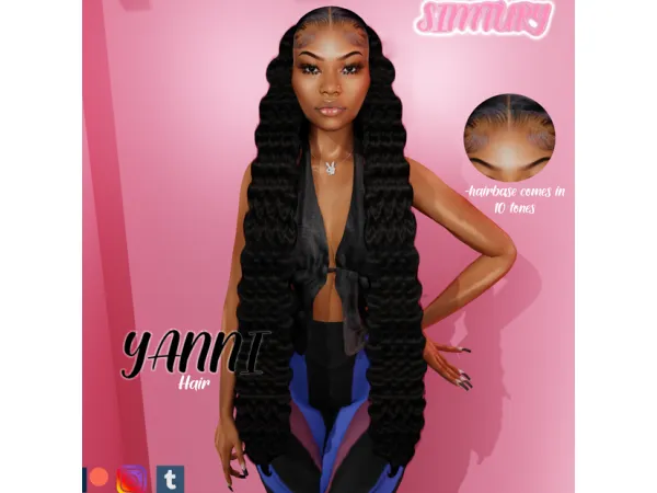 Alpha Yanni Hair by Simtury - The Sims 4 Custom Content