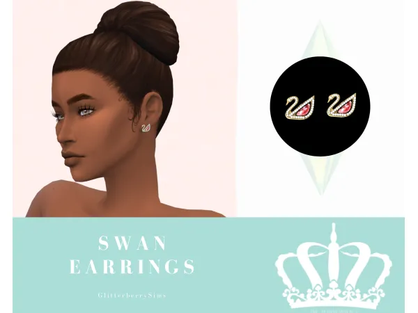 Mix Swan Earrings by Glitterberry Sims - The Sims 4 Custom Content