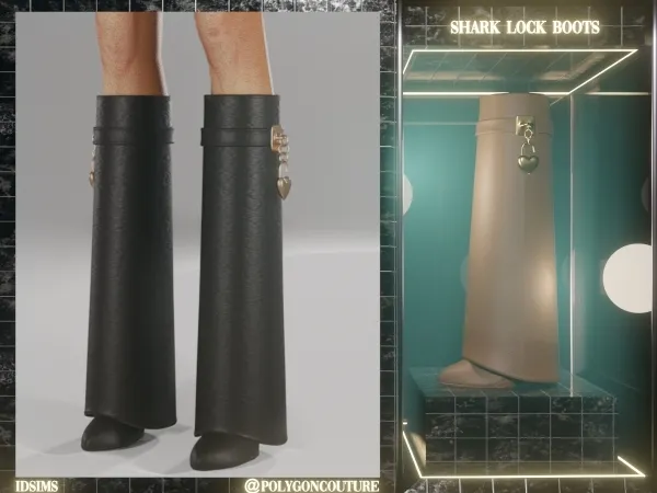 Alpha Shark Lock Boots - The Sims 4 Custom Content