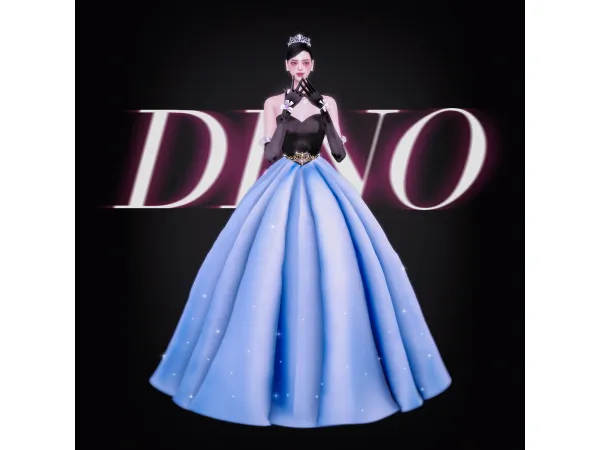Alpha [DINO] May Dress and Frill Gloves Set by DINO - The Sims 4 Custom Content