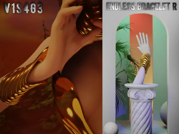 Alpha DYER X VISAGE Endless Bracelets R by v1s4g3 - The Sims 4 Custom Content