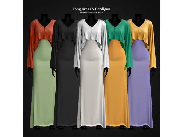 Alpha Long Dress Cardigan II by gorillax3 - The Sims 4 Custom Content