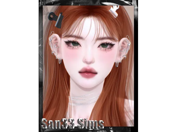 Alpha 333Loveeee Pin earrings by san33 - The Sims 4 Custom Content