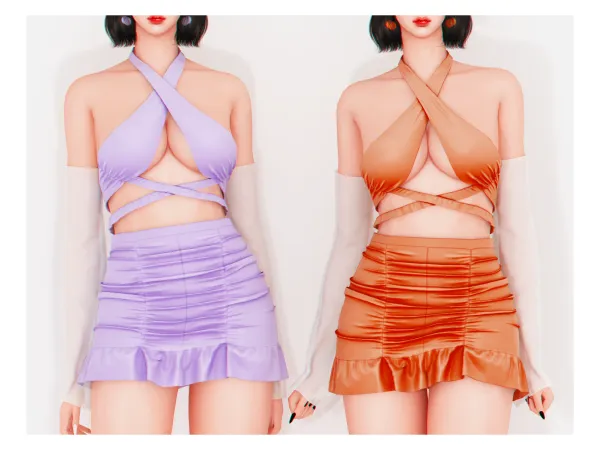 Alpha Sophie Top ' Skirt (with Sleeves Acc) - The Sims 4 Custom Content