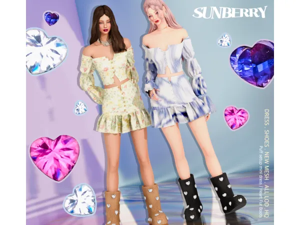 [SUNBERRY]Puff dress & Fur Boots SET 22.73 by SUNBERRY