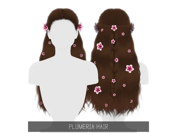 Alpha PLUMERIA HAIR by simpliciaty - The Sims 4 Custom Content