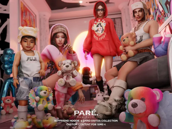Alpha PARE Boyfriend Hoodie Dano Ositos Collection - The Sims 4 Custom Content