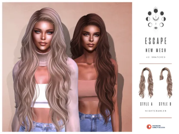 Alpha ESCAPE HAIR by nightcrawlersims - The Sims 4 Custom Content