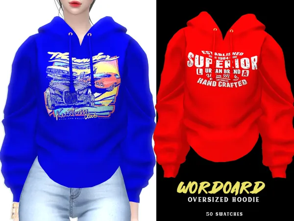 Alpha Wordoard Oversized Hoodie - The Sims 4 Custom Content