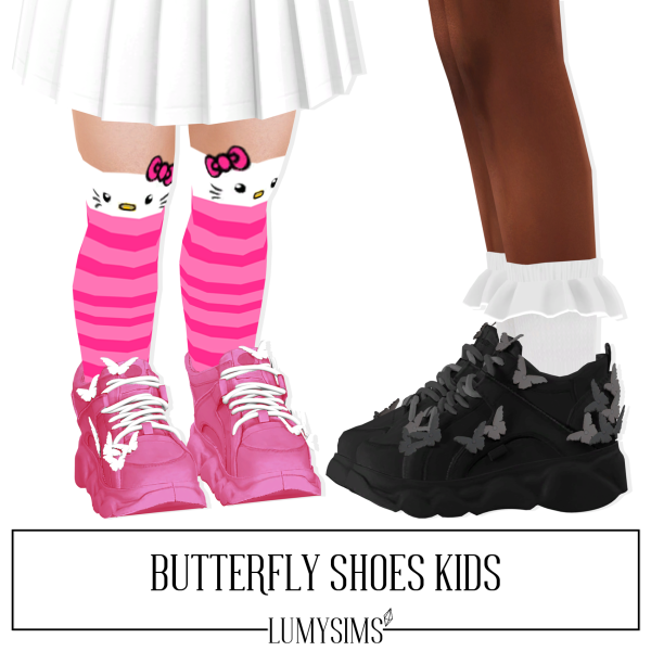 Alpha BUTTERFLY SHOES KIDS by lumysims - The Sims 4 Custom Content
