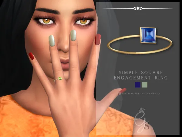 Mix Simple Square Engagement Ring by Glitterberry Sims - The Sims 4 Custom Content