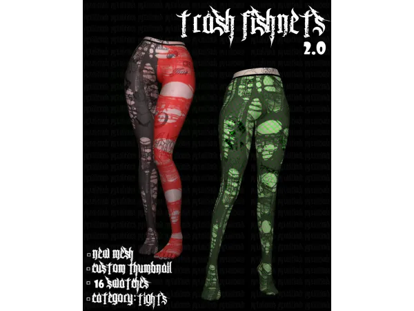 Alpha trash fishnets 20 by PYX - The Sims 4 Custom Content