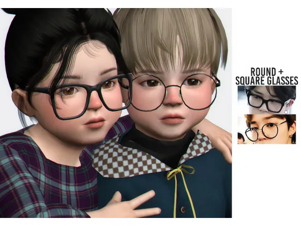 Mix round square glasses (reupload) by casteru - The Sims 4 Custom Content