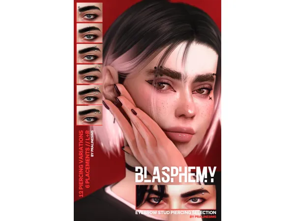 Mix BLASPHEMY Eyebrow Stud Piercing Selection by pralinesims - The Sims 4 Custom Content