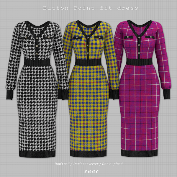 Alpha Button Point fit dress by euno - The Sims 4 Custom Content