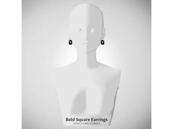 Alpha Bold Square Earrings by Gorilla Gorilla Gorilla - The Sims 4 Custom Content