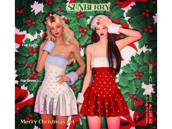 Alpha [SUNBERRY]Fur mini dress Cuffs 2275 (Early access) by SUNBERRY - The Sims 4 Custom Content