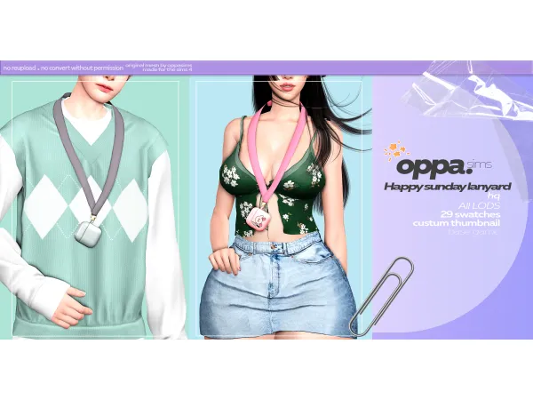 Alpha OPPASIMS Happy Sunday Airpods Lanyard Public 120 by oppasims - The Sims 4 Custom Content