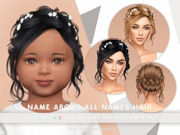 Alpha Name Above All Names Hair Toddler vVersion by sonyasims - The Sims 4 Custom Content