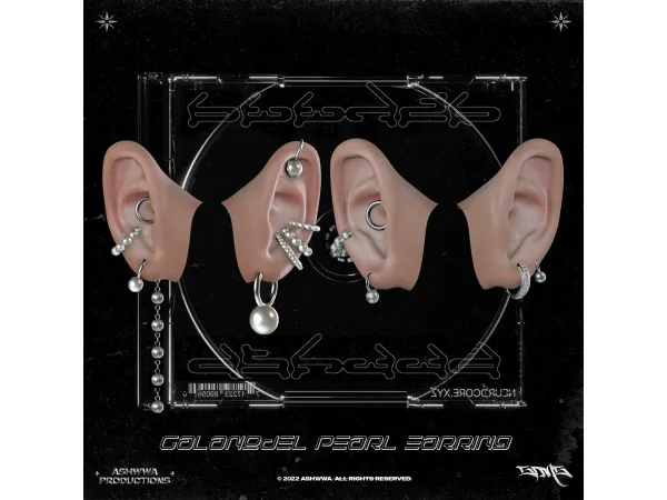 Alpha ASHwwa_Galanodel pearl earring by ASHwwa - The Sims 4 Custom Content