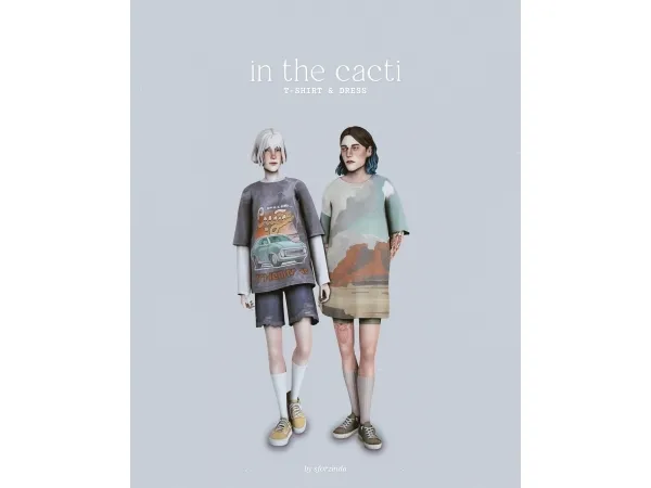 Maxis Match in the cacti t shirt dress by sforzinda - The Sims 4 Custom Content