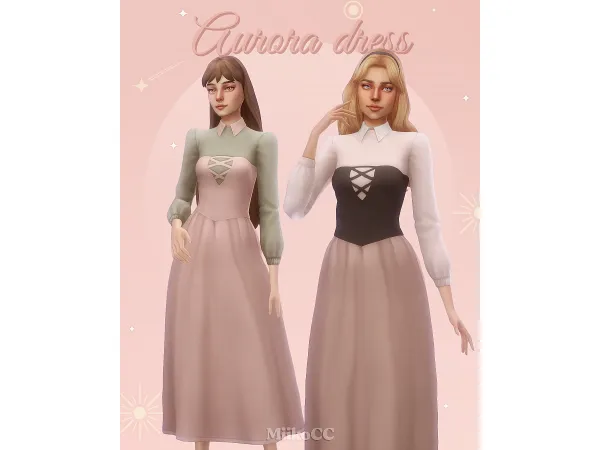 Maxis Match Aurora dress by Miiko - The Sims 4 Custom Content