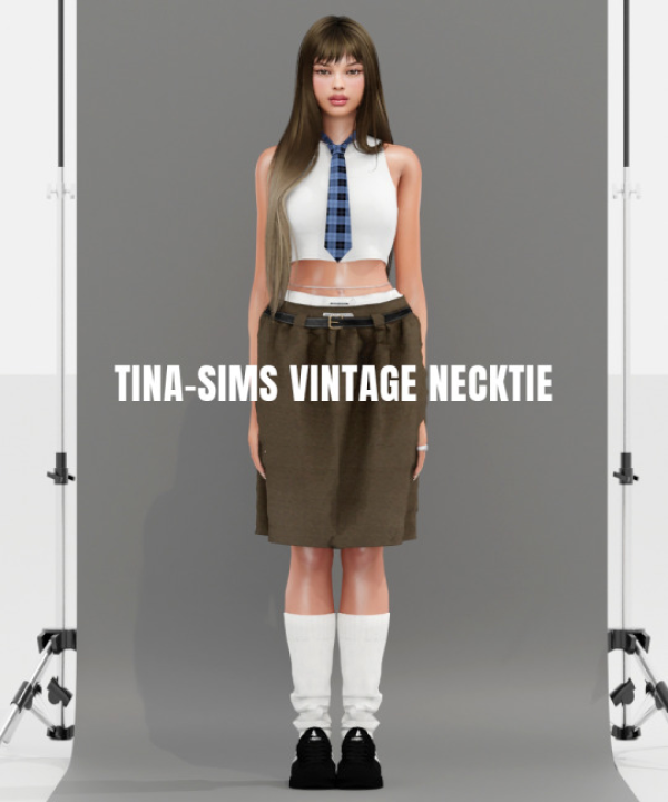 Alpha [TINA SIMS] Vintage Necktie by simsfinds - The Sims 4 Custom Content