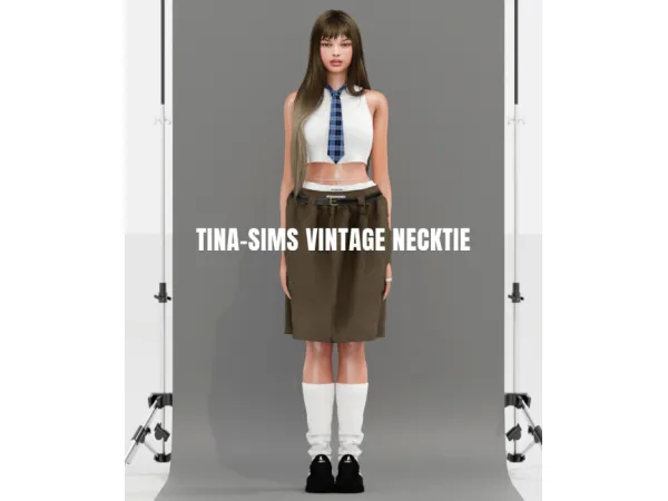 Alpha [TINA SIMS] Vintage Necktie - The Sims 4 Custom Content