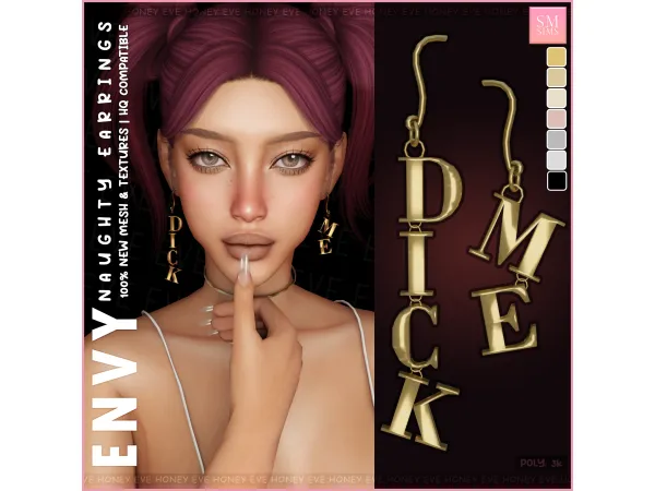 Alpha HONEY Naughty Earrrings by SM Sims - The Sims 4 Custom Content