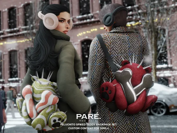 Alpha PARE Peluchito Spilked Teddy Backpack Set - The Sims 4 Custom Content