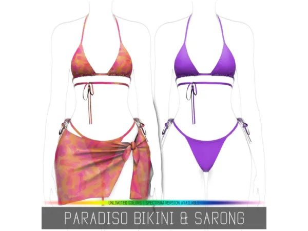 Alpha PARADISO BIKINI SARONG by simpliciaty - The Sims 4 Custom Content