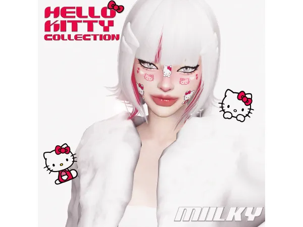 Mix ʜᴇʟʟᴏ ᴋɪᴛᴛʏ ᴍᴀᴋᴇᴜᴘ ᴄᴏʟʟᴇᴄᴛɪᴏɴ ฅᐠ ᐟฅ by Miilky - The Sims 4 Custom Content