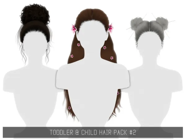 Alpha TODDLER CHILD HAIR PACK 2 ZELLA PLUMERIA SAYA by simpliciaty - The Sims 4 Custom Content