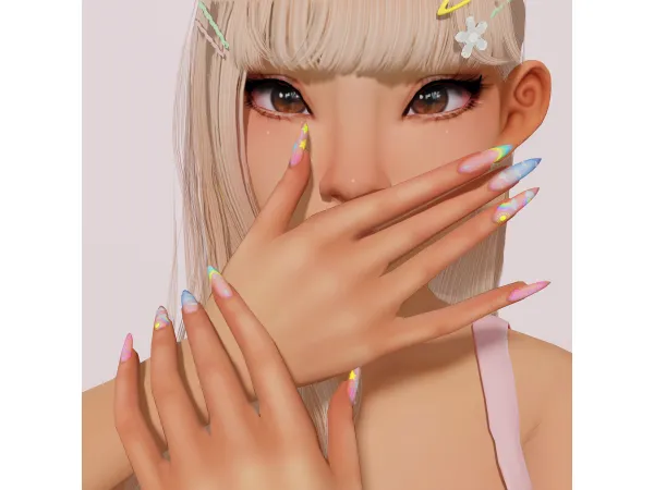 Mix Sunshine Nails by Saruin - The Sims 4 Custom Content