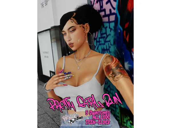 Alpha Pretty Girl Bun by Frxsk0 - The Sims 4 Custom Content