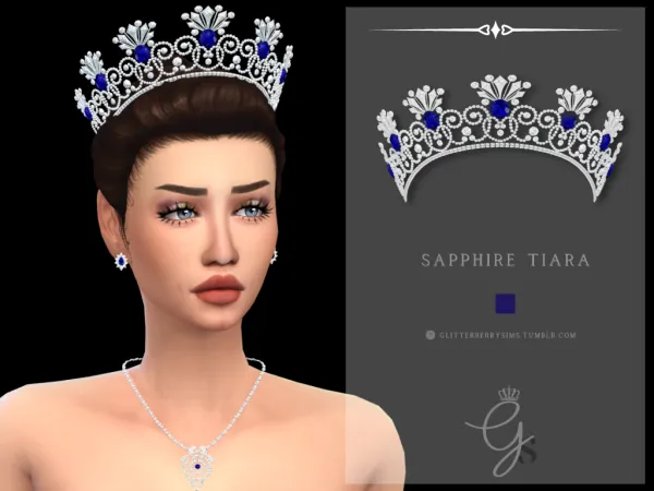 Mix Sapphire Tiara by Glitterberry Sims - The Sims 4 Custom Content