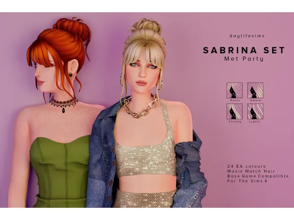 Maxis Match SABRINA HAIR SET Met Party by Daylife Sims - The Sims 4 Custom Content