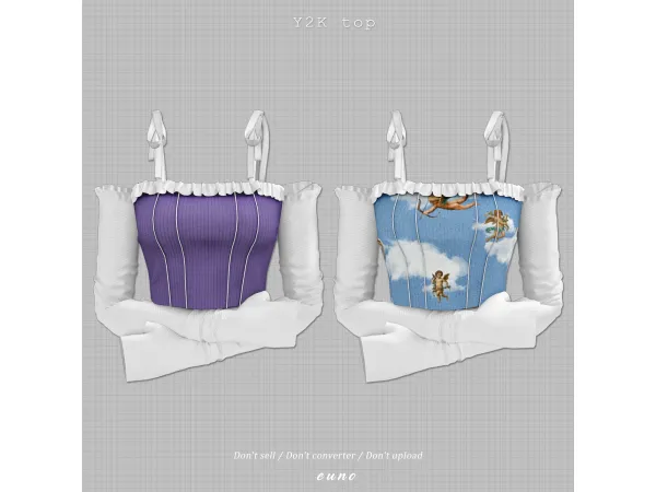 Alpha Y2K top by euno sims - The Sims 4 Custom Content