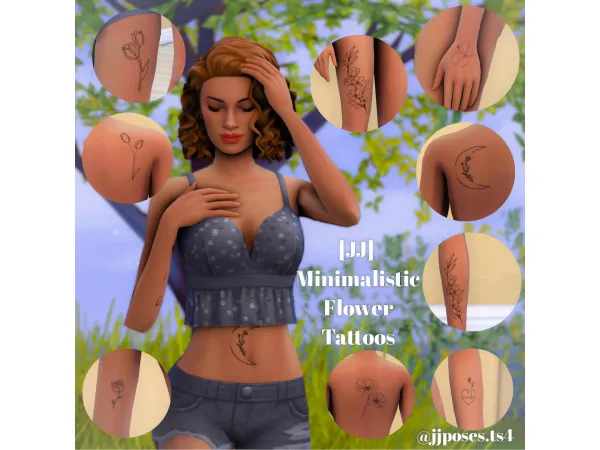 Mix [JJ] Flower Tattoos - The Sims 4 Custom Content