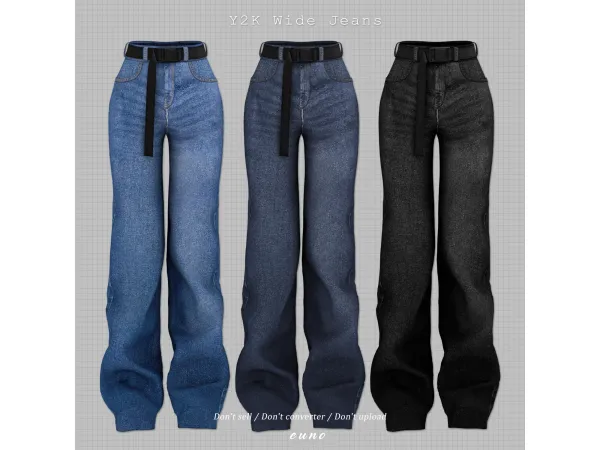 Alpha Y2K Wide Jeans by euno sims - The Sims 4 Custom Content