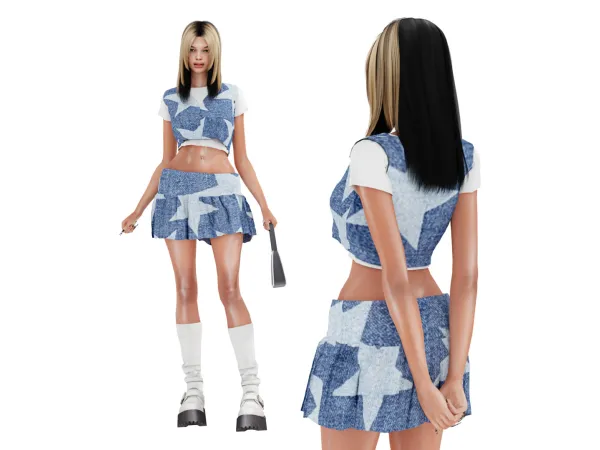 [TINA-SIMS] Vest T-Shirt Set ♪